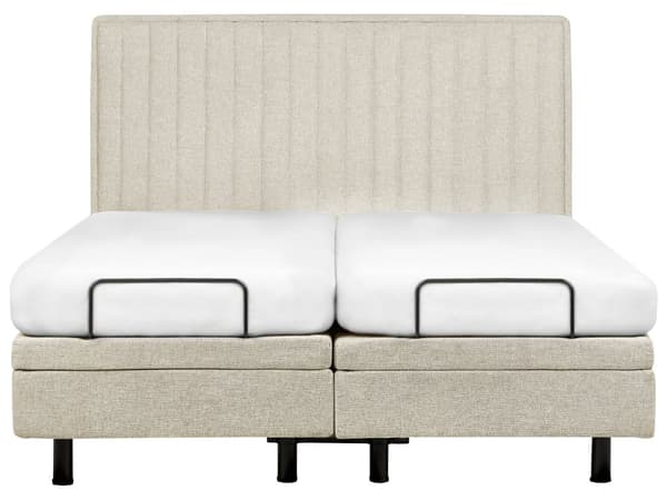 Elektrisk Seng Beige 160 x 200 cm Fjernkontroll Justerbar Polstring av Stoff