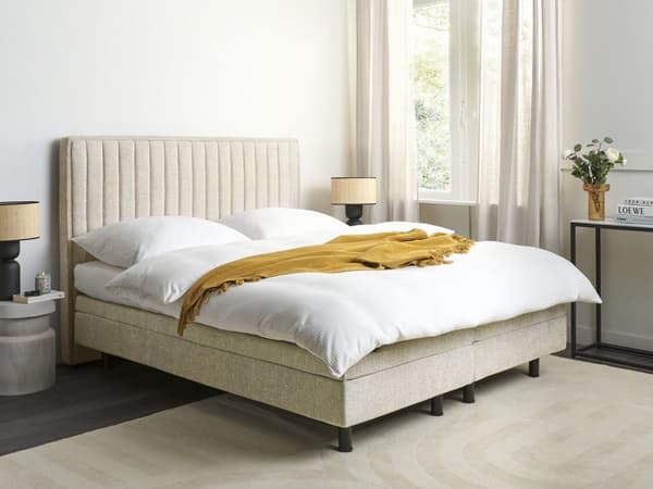Elektrisk Seng Beige 160 x 200 cm Fjernkontroll Justerbar Polstring av Stoff