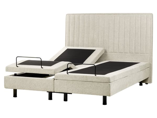 Elektrisk Seng Beige 160 x 200 cm Fjernkontroll Justerbar Polstring av Stoff