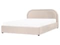 Miniatyrbilde 4 av 11: Dobbeltseng Beige Stoff 160 x 200 cm Polstret Ramme Nakkestøtte med Oppbevaring