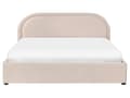 Miniatyrbilde 6 av 11: Dobbeltseng Beige Stoff 160 x 200 cm Polstret Ramme Nakkestøtte med Oppbevaring