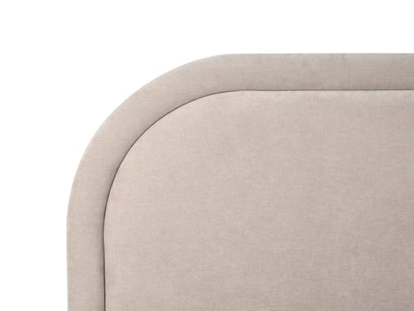 Dobbeltseng Beige Stoff 160 x 200 cm Polstret Ramme Nakkestøtte med Oppbevaring