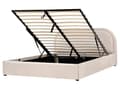 Miniatyrbilde 1 av 11: Dobbeltseng Beige Stoff 160 x 200 cm Polstret Ramme Nakkestøtte med Oppbevaring