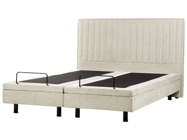 Elektrisk Seng Beige 180 x 200 cm Fjernkontroll Justerbar Polstring av Stoff