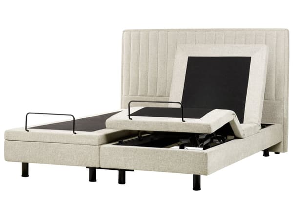 Elektrisk Seng Beige 180 x 200 cm Fjernkontroll Justerbar Polstring av Stoff