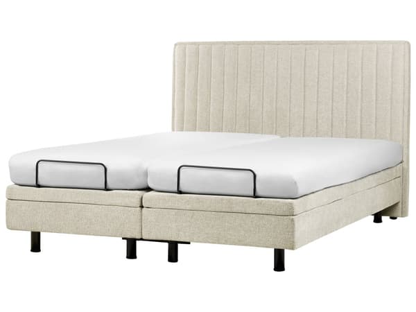 Elektrisk Seng Beige 180 x 200 cm Fjernkontroll Justerbar Polstring av Stoff