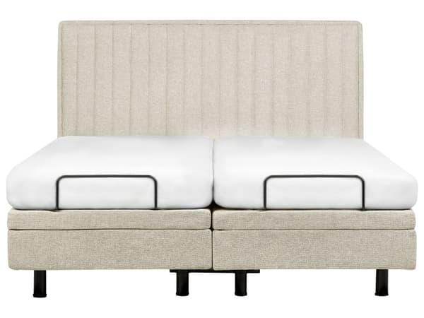 Elektrisk Seng Beige 180 x 200 cm Fjernkontroll Justerbar Polstring av Stoff