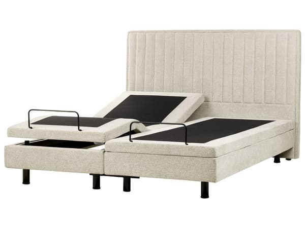 Elektrisk Seng Beige 180 x 200 cm Fjernkontroll Justerbar Polstring av Stoff