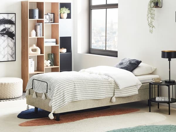 Elektrisk Seng Beige Polyester 90 x 200 cm Fjernkontroll Justerbar uten Sengegavl