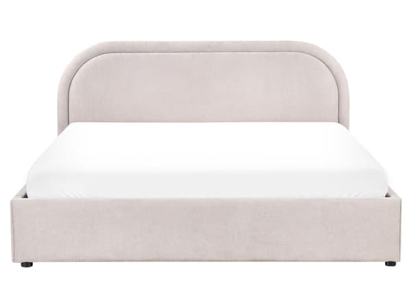 Dobbeltseng Taupe Stoff 160 x 200 cm Polstret Ramme Nakkestøtte med Oppbevaring