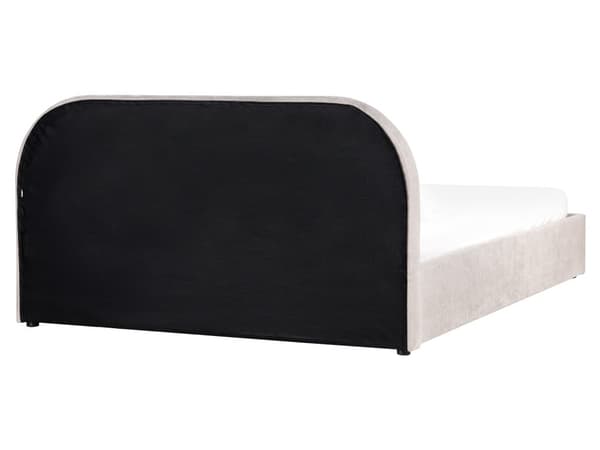 Dobbeltseng Taupe Stoff 160 x 200 cm Polstret Ramme Nakkestøtte med Oppbevaring