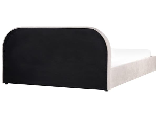 Dobbeltseng Taupe Stoff 180 x 200 cm Polstret Ramme Nakkestøtte med Oppbevaring
