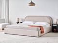 Miniatyrbilde 2 av 11: Dobbeltseng Taupe Stoff 180 x 200 cm Polstret Ramme Nakkestøtte med Oppbevaring