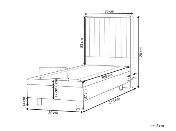 Elektrisk Seng Beige 80 x 200 cm Fjernkontroll Justerbar Polstring i Stoff