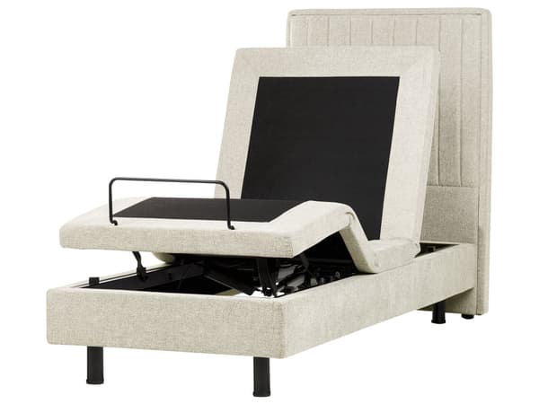 Elektrisk Seng Beige 80 x 200 cm Fjernkontroll Justerbar Polstring i Stoff