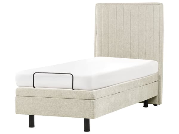 Elektrisk Seng Beige 80 x 200 cm Fjernkontroll Justerbar Polstring i Stoff