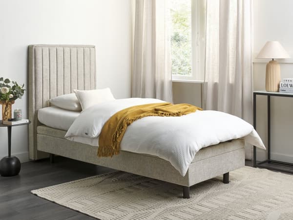 Elektrisk Seng Beige 80 x 200 cm Fjernkontroll Justerbar Polstring i Stoff
