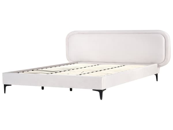 Seng Lys Grå Fløyel 180 x 200 cm Polstret Ramme Nakkestøtte Moderne Stil