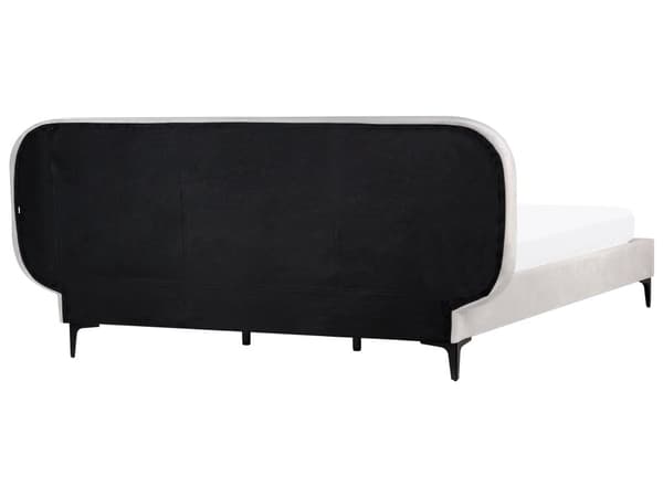 Seng Lys Grå Fløyel 180 x 200 cm Polstret Ramme Nakkestøtte Moderne Stil