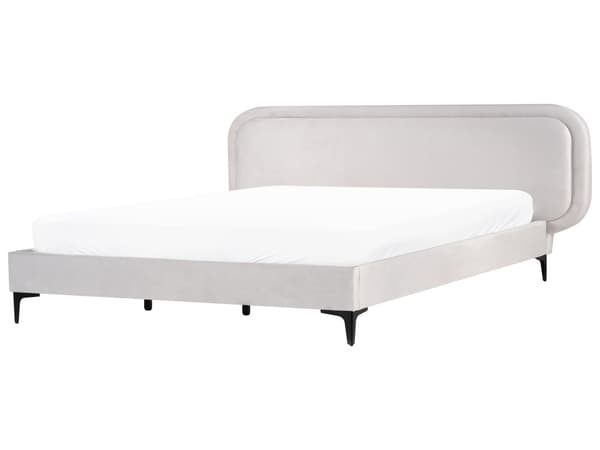 Seng Lys Grå Fløyel 180 x 200 cm Polstret Ramme Nakkestøtte Moderne Stil