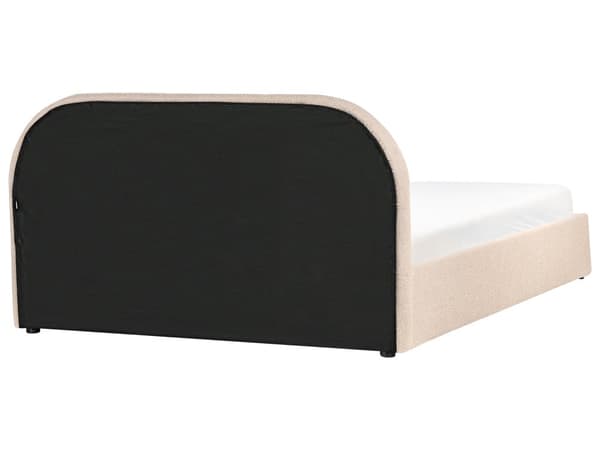 Dobbeltseng Beige Boucle 160 x 200 cm Polstret Ramme Nakkestøtte med Oppbevaring