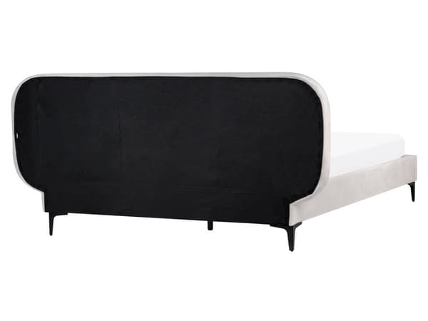 Seng Lys Grå Fløyel 160 x 200 cm Polstret Ramme Nakkestøtte Moderne Stil