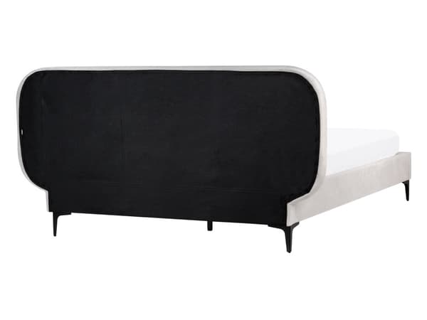 Seng Lys Grå Fløyel 140 x 200 cm Polstret Ramme Nakkestøtte Moderne Stil