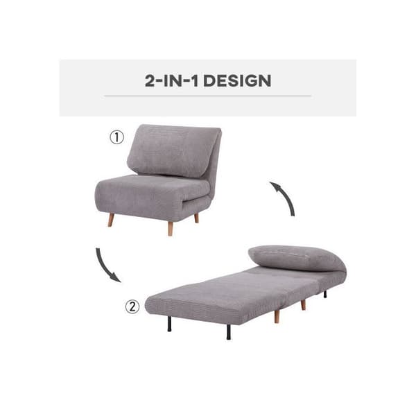 HOMCOM 2-i-1 bäddsoffa, sängsoffa, justerbar vikbar madrass, tillfällig säng, vikbar säng, ljusgrå