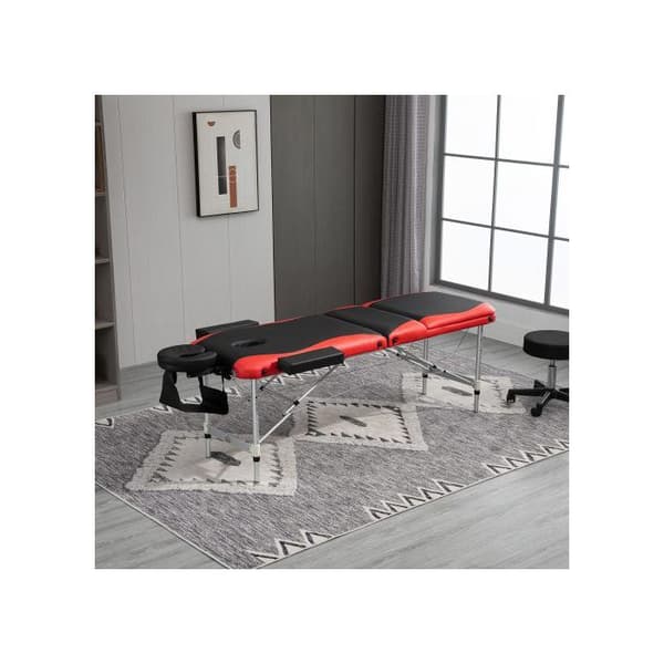 HOMCOM Fällbar massagesäng höj- och sänkbar med nackstöd 215 x 60 x 61-84 cm