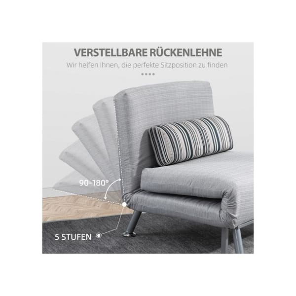 HOMCOM Fällbar säng, Sängsoffa och extra säng, Fällbar madrass, metall, grå, 75x70x75cm