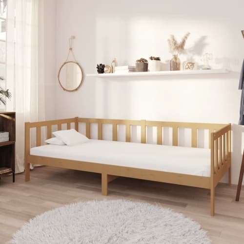 Dagbädd med madrass 90x200 cm honungsbrun massiv furu