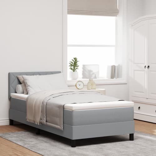 Boxspring Säng med Madrass Ljusgrå 90x190 cm Tyg