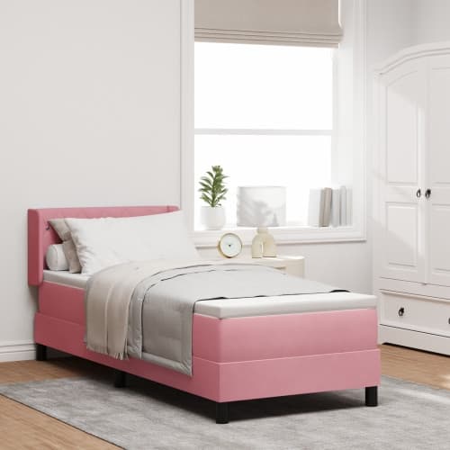 Boxfjäder Säng med Madrass Rosa 80x200 cm Sammet