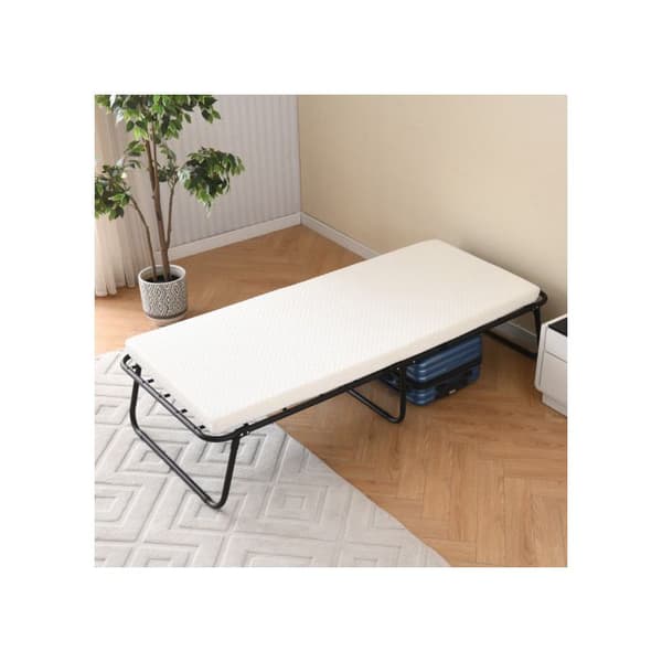 Fällbar sängram 80 x 190 cm Verktygsfri montering Svart Extrasäng Fällbar dagbädd kompakt