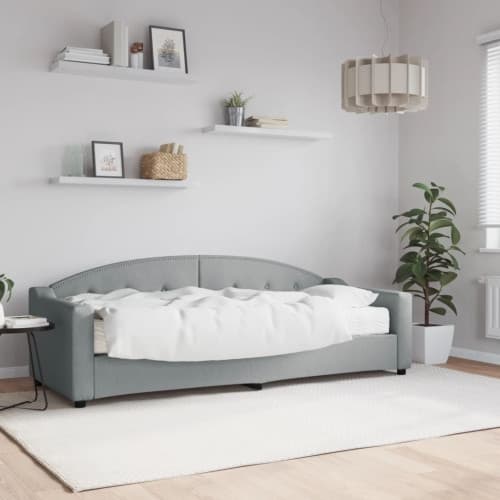Dagbädd med madrass ljusgrå 80x200 cm tyg