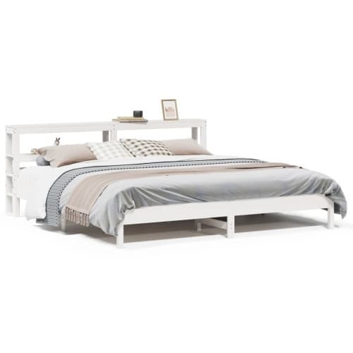 Sängram utan madrass vit 180x200 cm massiv furu