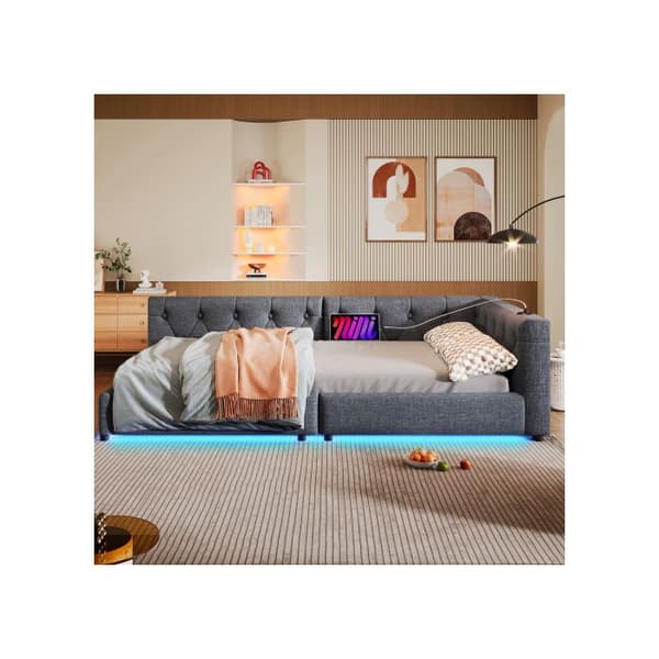 Soffasäng, Dagbädd, Dagbädd, 90x200cm, Sängsoffa med ribbotten (utan madrass) grå