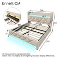 Miniatyrbillede 4 af 6: 160*200cm beige dobbeltpolstret seng med USB og Type C, 360° surround LED, med hydraulisk opbevaring, ingen madras