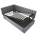 Miniatyrbillede 6 af 7: 90x200cm grå polstret seng, sovesofa, med hydraulisk opbevaring, med trælamelbund, fløjl, uden madras