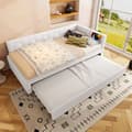 Miniatyrbillede 2 af 6: Hvid sovesofa 90*200cm, lamelseng, sengelampe, multifunktionsudtræksseng, USB og Type-C, uden madras