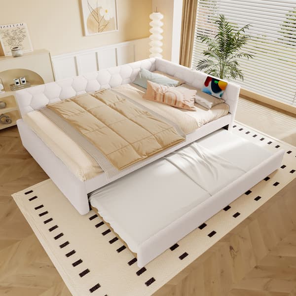 Hvid sovesofa 140*200cm, lamelseng, sengelampe, multifunktions Murphy seng, USB og Type-C, uden madras