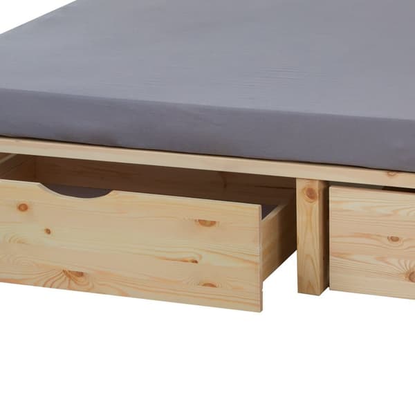 Sänky, Lavaattisänky 90x200 cm, jossa 2 kpl sängynlaatikkoa, Massiivipuinen sänky, 90x200 cm, Luonnollinen