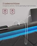 Miniatyrbild 3 av 5: Rootz Bed with Charging Station - Grey -Black - Steel Frame - Max Support - 200 cm x 140 cm x 94,2 cm