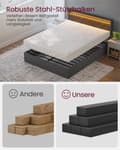 Miniatyrbild 5 av 5: Rootz Bed with Charging Station - Grey -Black - Steel Frame - Max Support - 200 cm x 140 cm x 94,2 cm