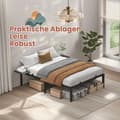 Miniatyrbillede 2 af 8: Rootz Bed Frame - Metal Bed Frame - Black Bed Frame - Robust support - 190 cm x 140 cm x 41,3 cm