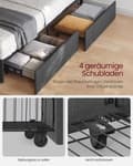 Miniatyrbillede 4 af 7: Rootz Double Bed Frame - LED BED RAMM - Opbevaringssengsramme - Integreret opladningsstation - 210 x 167 x 88,3 cm - Skifer Gray/Matt Black