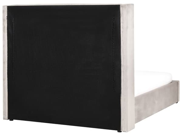 Seng med Oppbevaring Taupe Fløyel 140 x 200 cm Høy Sengegavl