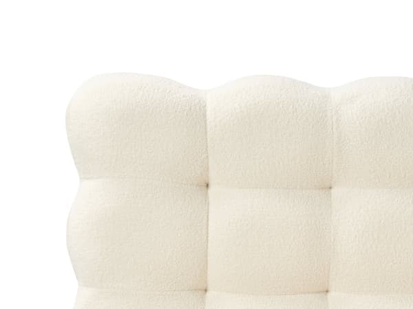 Sengeramme Off-White Boucle Polstring Tuftet Sengegavl Spaltegulv 180 x 200 cm Metallben Moderne Design