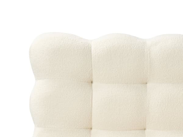 Sengeramme Off-White Boucle Polstring Tuftet Sengegavl Spaltegulv 160 x 200 cm Metallben Moderne Design