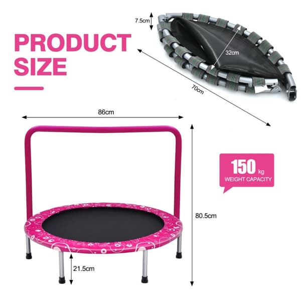 Børne trampolin, 92x80.5 cm, Pink